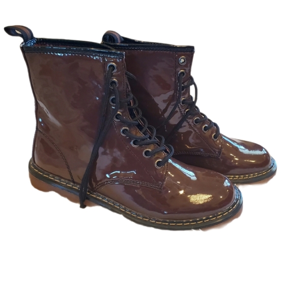 Kali Shoes - Kali brown patent leather combat boots sz 11 NEW